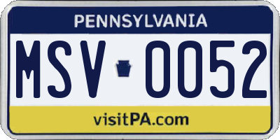 PA license plate MSV0052