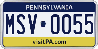 PA license plate MSV0055
