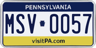 PA license plate MSV0057