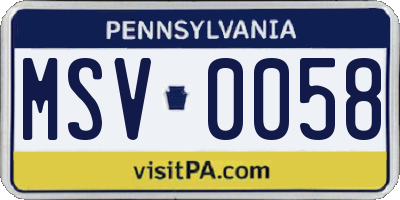 PA license plate MSV0058