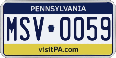 PA license plate MSV0059