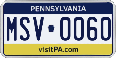 PA license plate MSV0060