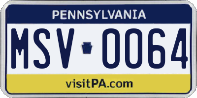 PA license plate MSV0064