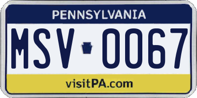 PA license plate MSV0067