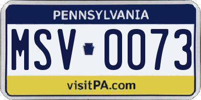 PA license plate MSV0073