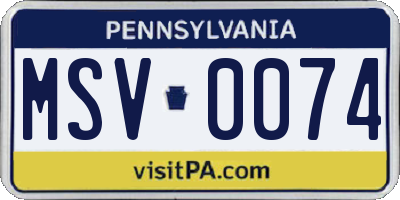 PA license plate MSV0074