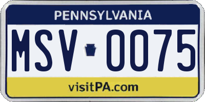 PA license plate MSV0075