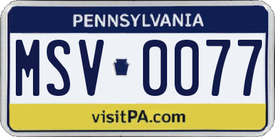 PA license plate MSV0077