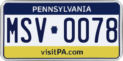 PA license plate MSV0078