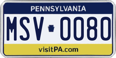 PA license plate MSV0080