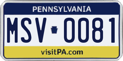 PA license plate MSV0081