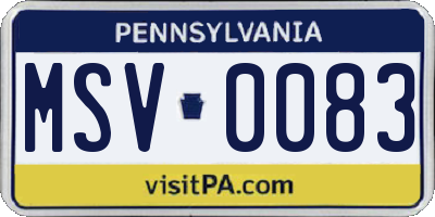 PA license plate MSV0083