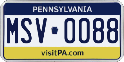 PA license plate MSV0088