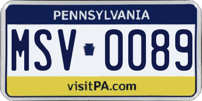 PA license plate MSV0089