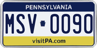 PA license plate MSV0090