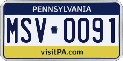 PA license plate MSV0091