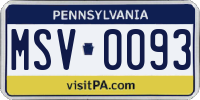 PA license plate MSV0093