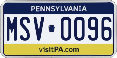 PA license plate MSV0096