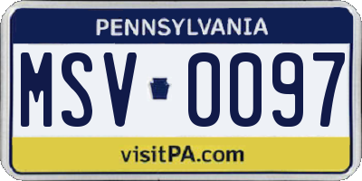 PA license plate MSV0097