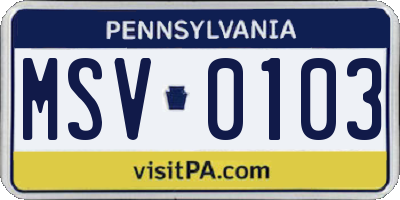 PA license plate MSV0103