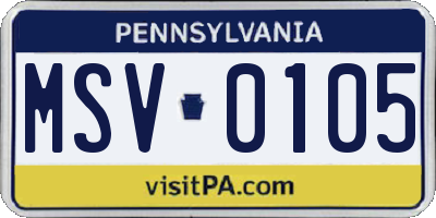 PA license plate MSV0105
