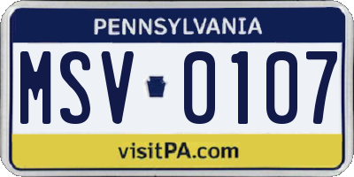 PA license plate MSV0107