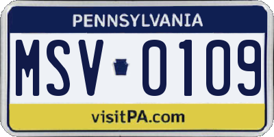 PA license plate MSV0109