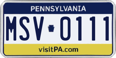PA license plate MSV0111