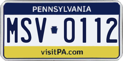 PA license plate MSV0112