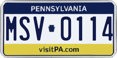 PA license plate MSV0114