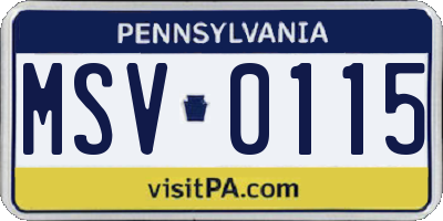 PA license plate MSV0115