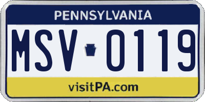 PA license plate MSV0119