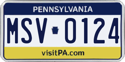 PA license plate MSV0124