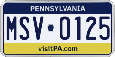PA license plate MSV0125