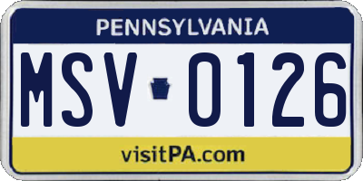 PA license plate MSV0126