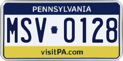 PA license plate MSV0128