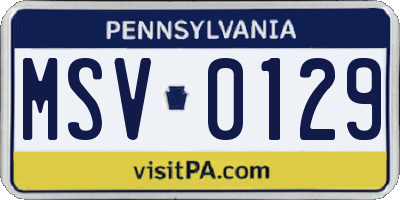 PA license plate MSV0129
