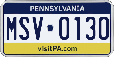 PA license plate MSV0130