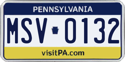 PA license plate MSV0132