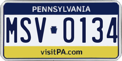 PA license plate MSV0134