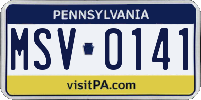 PA license plate MSV0141