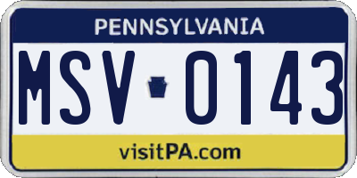 PA license plate MSV0143