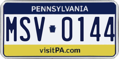 PA license plate MSV0144