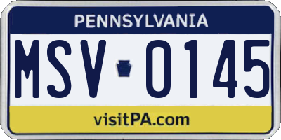 PA license plate MSV0145