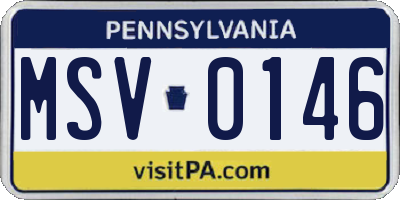 PA license plate MSV0146