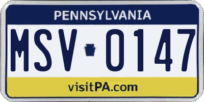 PA license plate MSV0147