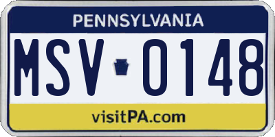 PA license plate MSV0148