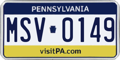 PA license plate MSV0149