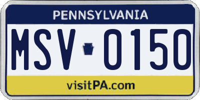 PA license plate MSV0150