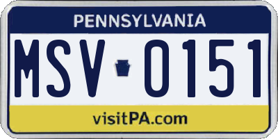 PA license plate MSV0151